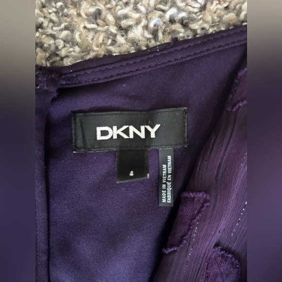 DKNY dark purple hi-lo crossover v-neck tied dress size 4 - Picture 9 of 11